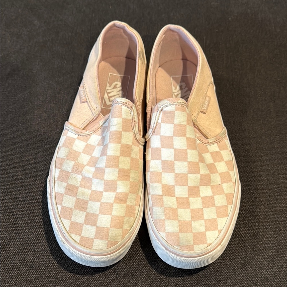 Vans Kids Pink Checkered Slip-On Shoes